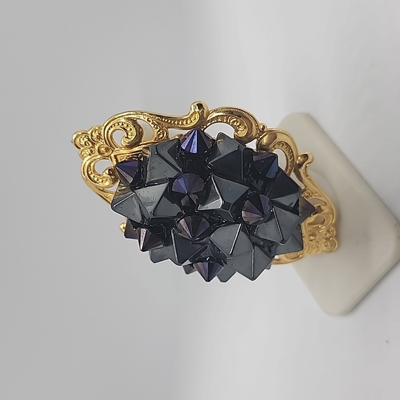 GASOLINE GLAMOUR STUDDED FORTUNE TELLER RING HEMATITE STUDS - Picture 2 of 6